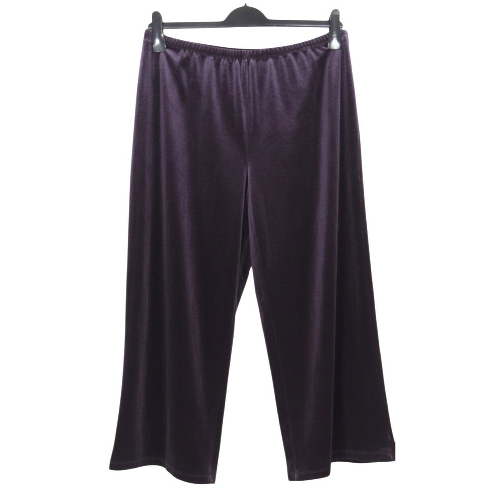 CHICO'S‎ DESIGN Purple VELVET Wide Legs HIGH-RISE Cropped DRESSY PANTS 3/US-XL